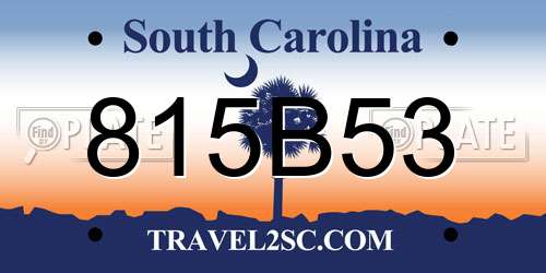815B53 South Carolina License Plate