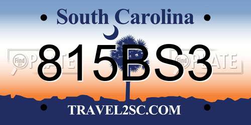 815BS3 South Carolina License Plate