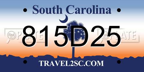 815D25 South Carolina License Plate