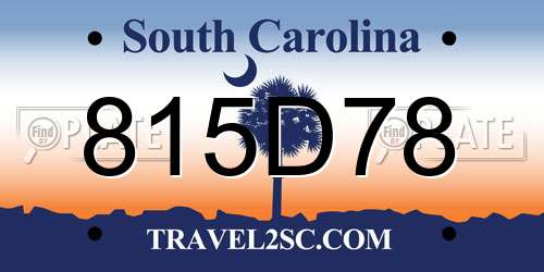 815D78 South Carolina License Plate