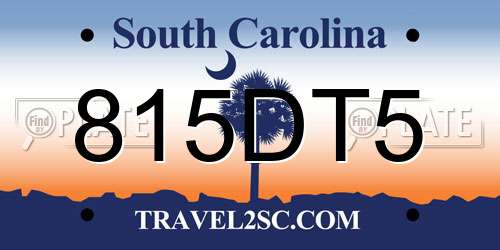 815DT5 South Carolina License Plate