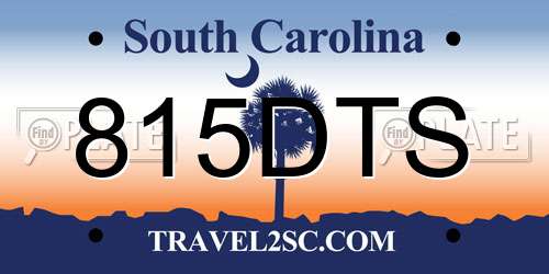 815DTS South Carolina License Plate