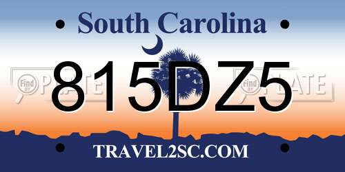 815DZ5 South Carolina License Plate