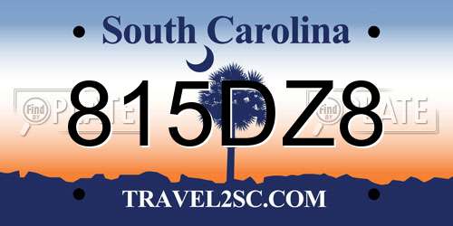 815DZ8 South Carolina License Plate