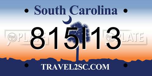 815I13 South Carolina License Plate