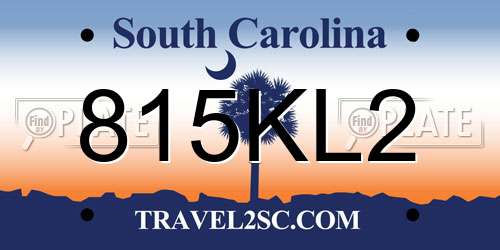 815KL2 South Carolina License Plate