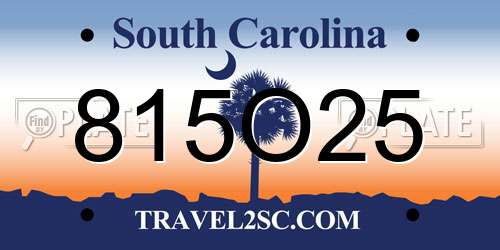 815O25 South Carolina License Plate