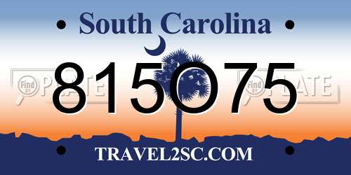815O75 South Carolina License Plate