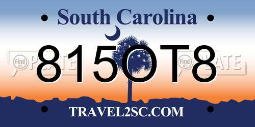815OT8 South Carolina License Plate