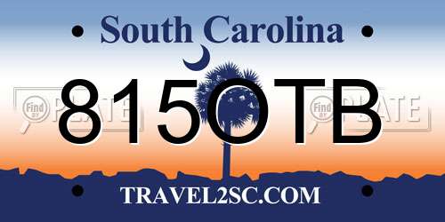 815OTB South Carolina License Plate