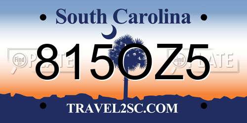 815OZ5 South Carolina License Plate
