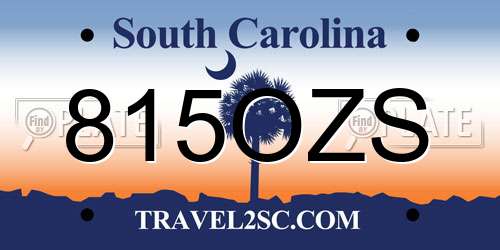 815OZS South Carolina License Plate