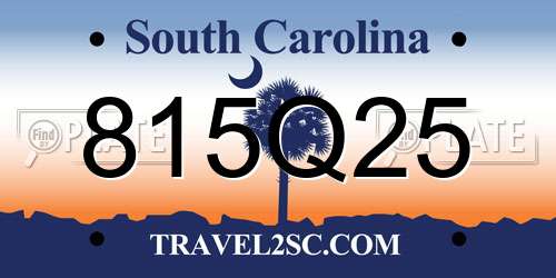 815Q25 South Carolina License Plate