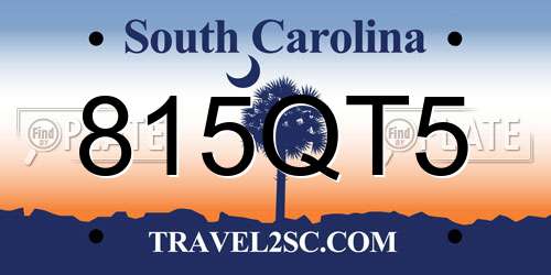 815QT5 South Carolina License Plate