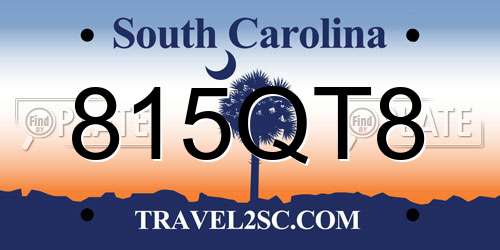 815QT8 South Carolina License Plate