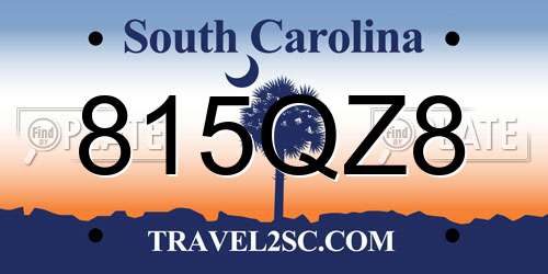 815QZ8 South Carolina License Plate