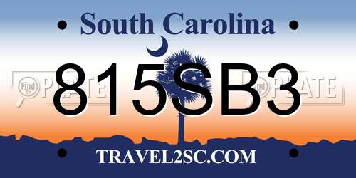 815SB3 South Carolina License Plate