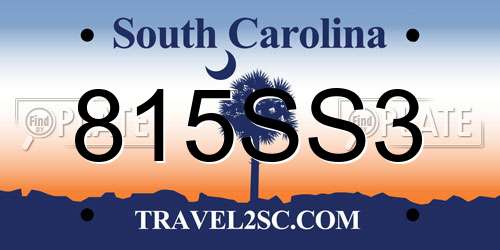 815SS3 South Carolina License Plate