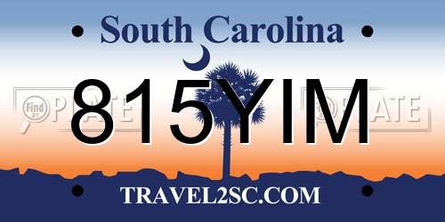815YIM South Carolina License Plate