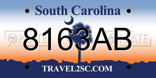 8163AB South Carolina License Plate
