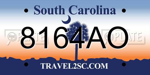 8164AO South Carolina License Plate