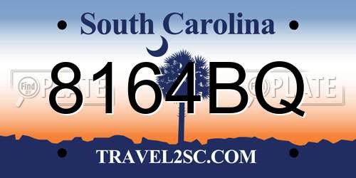 8164BQ South Carolina License Plate
