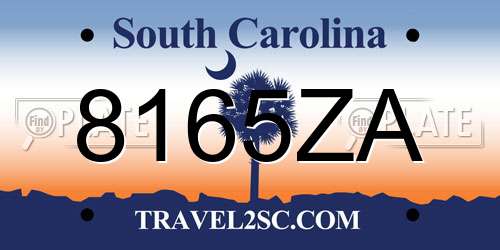 8165ZA South Carolina License Plate