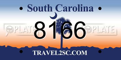 8166 South Carolina License Plate