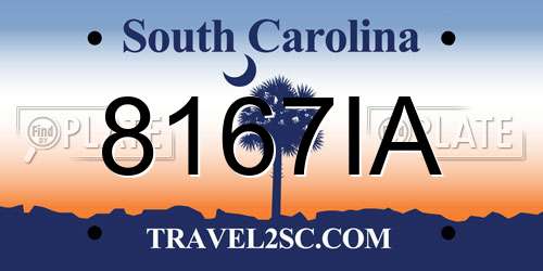 8167IA South Carolina License Plate