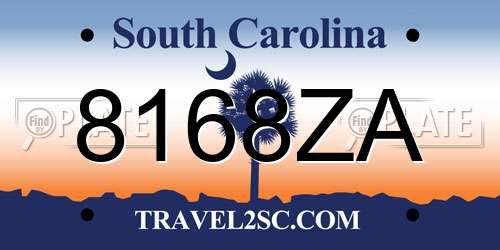 8168ZA South Carolina License Plate