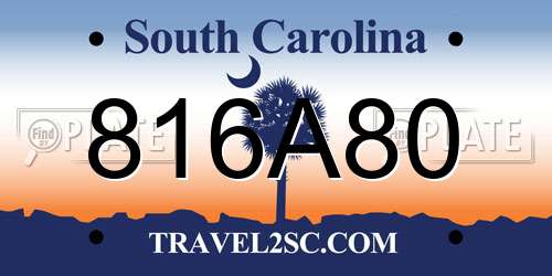 816A80 South Carolina License Plate
