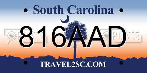 816AAD South Carolina License Plate