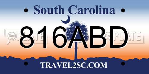 816ABD South Carolina License Plate