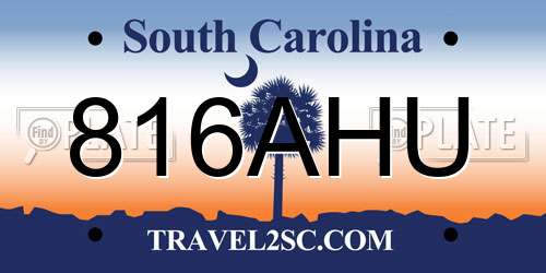 816AHU South Carolina License Plate