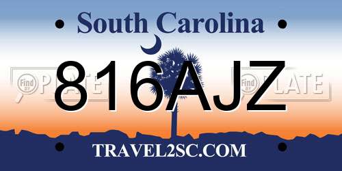 816AJZ South Carolina License Plate