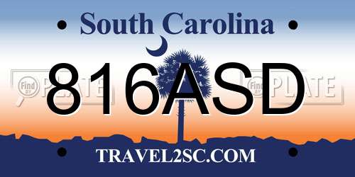 816ASD South Carolina License Plate