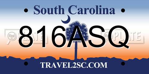 816ASQ South Carolina License Plate