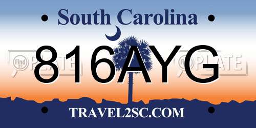 816AYG South Carolina License Plate