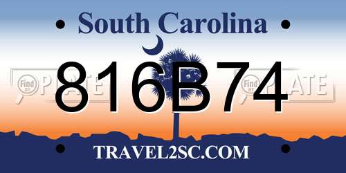 816B74 South Carolina License Plate