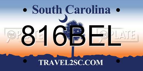 816BEL South Carolina License Plate