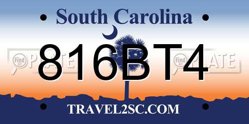 816BT4 South Carolina License Plate