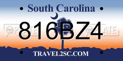 816BZ4 South Carolina License Plate