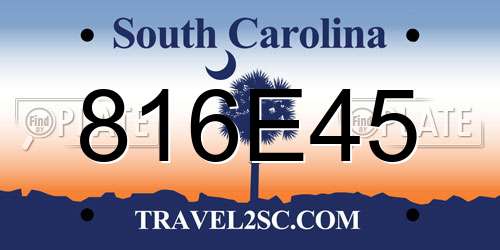 816E45 South Carolina License Plate