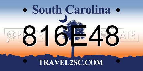 816E48 South Carolina License Plate