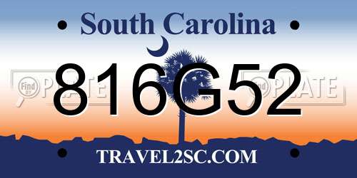 816G52 South Carolina License Plate