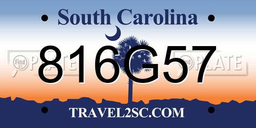816G57 South Carolina License Plate