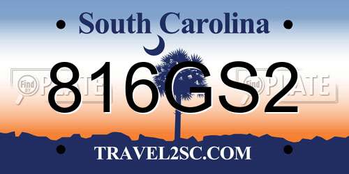 816GS2 South Carolina License Plate