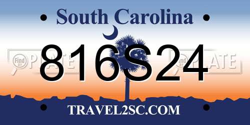 816S24 South Carolina License Plate