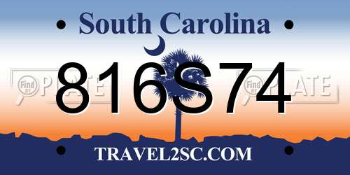 816S74 South Carolina License Plate