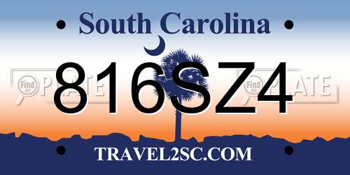 816SZ4 South Carolina License Plate